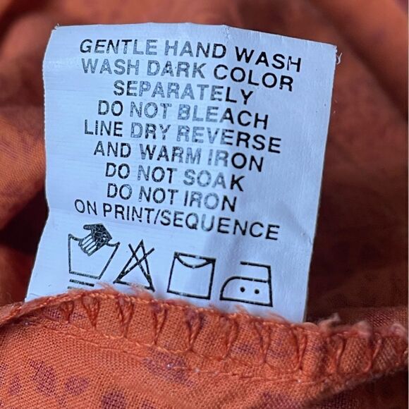 Westside Bohemian Long Orange Tunic w/ Red Designs & Sequins (Size: XS) - Picture 8 of 16